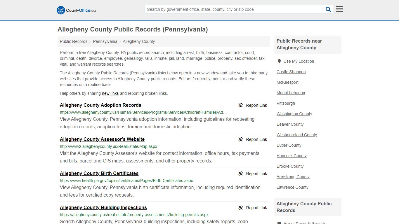 Public Records - Allegheny County, PA (Business, Criminal, GIS ...